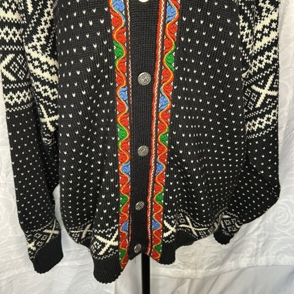 NORDSTRIKK  multi colored 100% Wool cardigan sweater. Unisex Men’s L Women’s  XL - Picture 4 of 10
